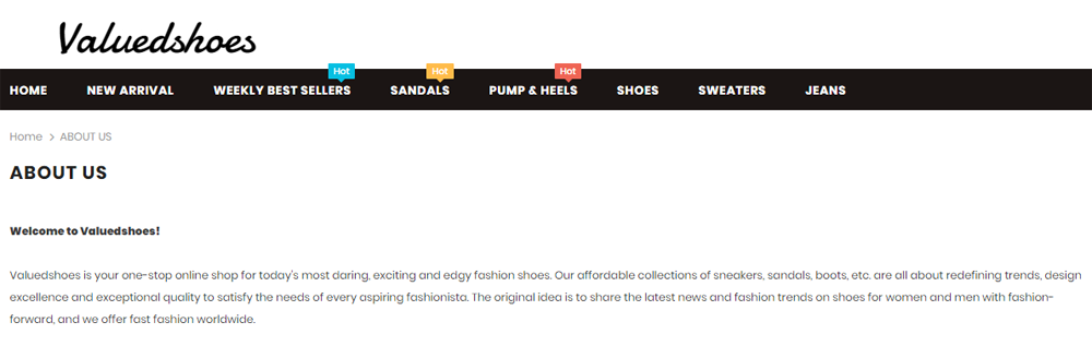 about valuedshoes website