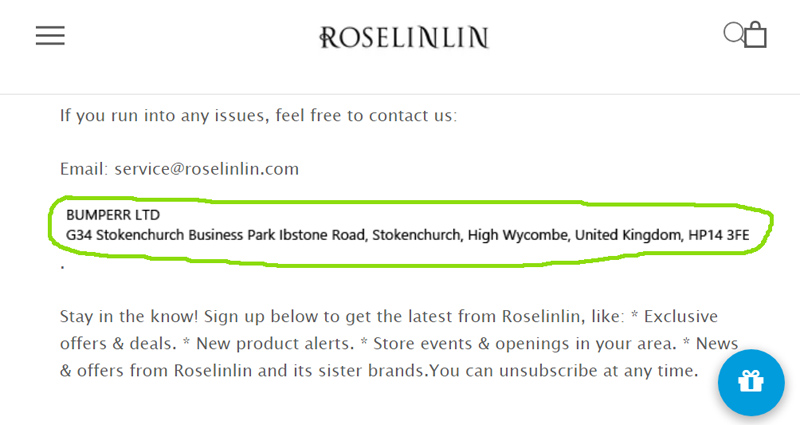roselinlin.com about us fake address