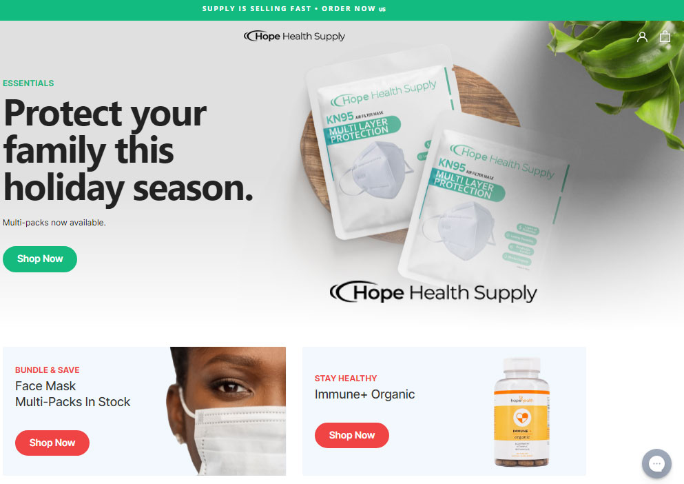 hope health supply website