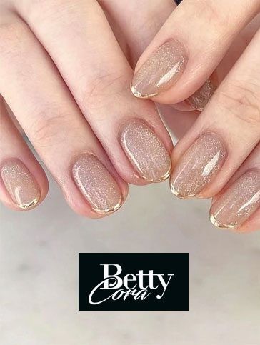 Aurora Glitter French Christmas Nude Short Oval Press On Nails